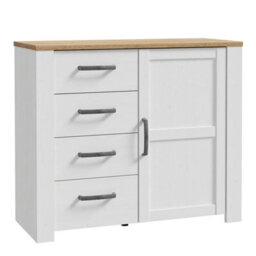 Wyld Haus Salzburg 1 Door 4 Drawer Chest In White And Natural Oak - thumbnail 3