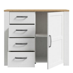 Wyld Haus Salzburg 1 Door 4 Drawer Chest In White And Natural Oak - thumbnail 6
