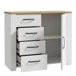 Wyld Haus Salzburg 1 Door 4 Drawer Chest In White And Natural Oak - thumbnail 5