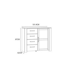 Wyld Haus Salzburg 1 Door 4 Drawer Chest In White And Natural Oak - thumbnail 7