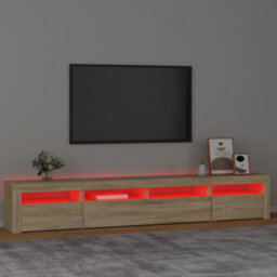 Walplus Tv Cabinet With Led Lights Sonoma Oak 240X35X40 Cm - thumbnail 5