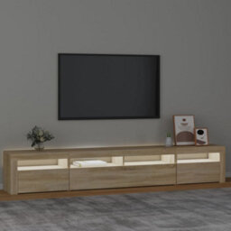Walplus Tv Cabinet With Led Lights Sonoma Oak 240X35X40 Cm - thumbnail 3