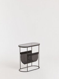 Orsina Stylish And Durable Side Table With Grey Glass Top, Versatile Black Bedside Table, Small Lounge Table - thumbnail 5