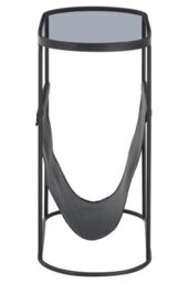 Orsina Stylish And Durable Side Table With Grey Glass Top, Versatile Black Bedside Table, Small Lounge Table - thumbnail 4