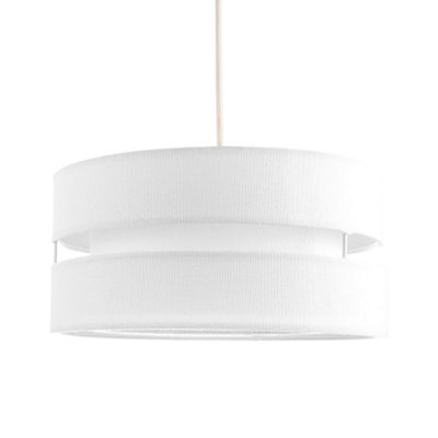 Happy Homewares Contemporary Quality White Linen Fabric Triple Tier Ceiling Pendant Light Shade - image 1