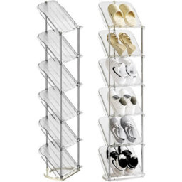 Taylor & Brown 6 Tier Sloping Shoe Rack, Slim Tall Narrow Shoe Rack, Space-Saving Vertical Rack For Shoe Closet & Entryway