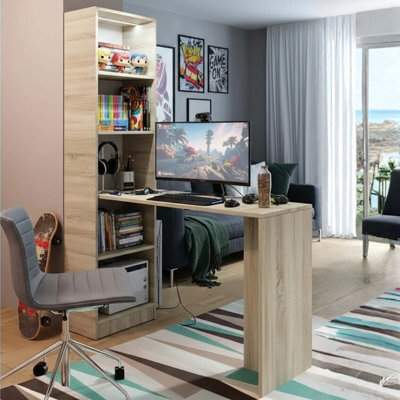 Compact Desk B1 With Universal Side Integrated Shelving For Home And Office Oak Sonoma - image 1