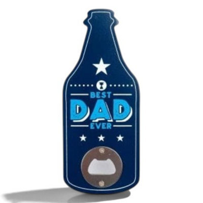 Widdop Gifts Best Dad Ever Wooden Bottle Opener Plaque - 19 X 8 X 1 Cm, Navy.
