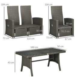 Wyld Haus Rayo Grey Rattan 4-Seater Outdoor Sofa Set With Glass-Top Coffee Table - thumbnail 3