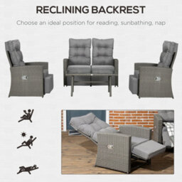 Wyld Haus Rayo Grey Rattan 4-Seater Outdoor Sofa Set With Glass-Top Coffee Table - thumbnail 6