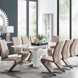 Furniturebox Uk Arezzo Large Extending Dining Table And 8 Cappuccino Willow Chairs - thumbnail 1