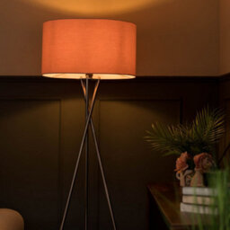 Valuelights Camden Brushed Chrome Tripod Floor Lamp With Blush Drum Shade And Bulb - thumbnail 5