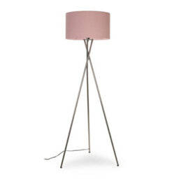Valuelights Camden Brushed Chrome Tripod Floor Lamp With Blush Drum Shade And Bulb