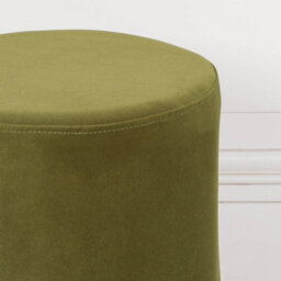 Amour Olive Green Velvet Pouffe Gold Trim Round Stool Ottoman - thumbnail 3