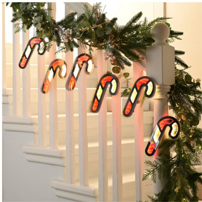 Samuel Alexander 1.75M 6 Infinity Hanging Christmas Candy Cane Garland With Red And White Leds - image 1