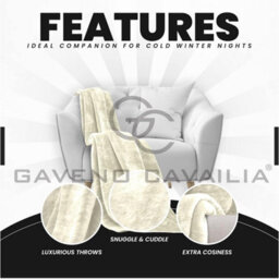 Gc Gaveno Cavailia Luxury Faux Fur Throw 200X240 Cm Cream Fleece Blanket For King Bed & Sofa Bed - thumbnail 3