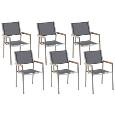 Beliani Set Of 6 Garden Chairs Grosseto Stainless Steel Grey - image 1