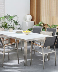 Beliani Set Of 6 Garden Chairs Grosseto Stainless Steel Grey - thumbnail 2