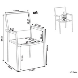 Beliani Set Of 6 Garden Chairs Grosseto Stainless Steel Grey - thumbnail 3