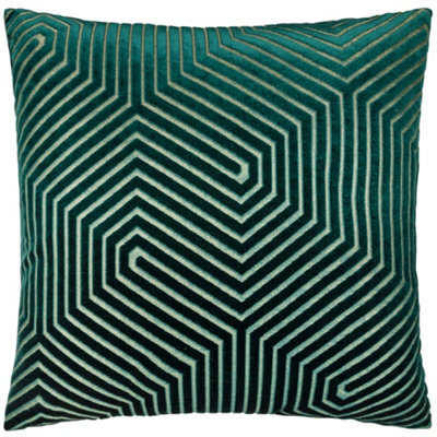 Paoletti Evoke Cut Velvet Polyester Filled Cushion, Emerald, 55 X 55Cm - image 1