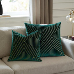Paoletti Evoke Cut Velvet Polyester Filled Cushion, Emerald, 55 X 55Cm - thumbnail 6