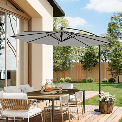 Living And Home 3M Large Rotatable Garden Sun Shade Cantilever Parasol With Crank Handle Patio Hanging Banana Umbrella Crank Tilt No Base, Grey - image 1