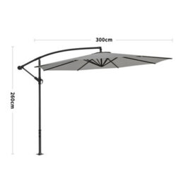 Living And Home 3M Large Rotatable Garden Sun Shade Cantilever Parasol With Crank Handle Patio Hanging Banana Umbrella Crank Tilt No Base, Grey - thumbnail 6