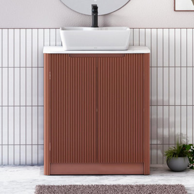 Royal Bathrooms Avenza 700mm Terracotta Clay Floor Standing Bathroom Vanity Unit 2 Door With Cube Basin - image 1