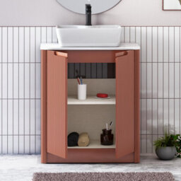 Royal Bathrooms Avenza 700mm Terracotta Clay Floor Standing Bathroom Vanity Unit 2 Door With Cube Basin - thumbnail 5