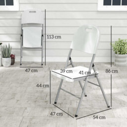 Outsunny 2Pcs Folding Chair With Steel Frame, Garden Chair Set, White - thumbnail 3