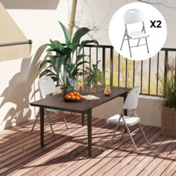 Outsunny 2Pcs Folding Chair With Steel Frame, Garden Chair Set, White - thumbnail 9