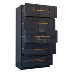 Sliding Wardrobes 4 u LTD 5 Drawer High Gloss Chest Of Drawers 120Cm Wide Smooth Runners - Black - thumbnail 2