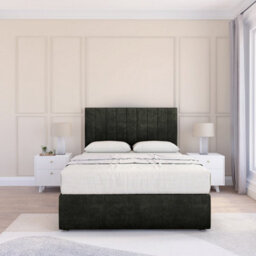 "Sloomy 4Ft Kansas Divan Bed Base Graphite Dumfries ,no Drawers & 26"" Struts Headboard - Small Double" - thumbnail 2