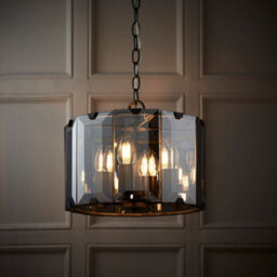Luminosa Lighting Luminosa Clooney 4 Light Ceiling Pendant Slate Grey Gloss Paint, Smoke Cut Glass, E14