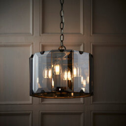 Anson Lighting Galant Slate Grey & Smoke Glass 4 Light Ceiling Pendant - thumbnail 5