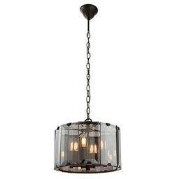 Anson Lighting Galant Slate Grey & Smoke Glass 4 Light Ceiling Pendant - thumbnail 6