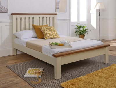 Save On Goods UK 5Ft King Size Real Oak & Ivory Cream Solid,strong,wood Bed Frame.wooden Bedstead - image 1