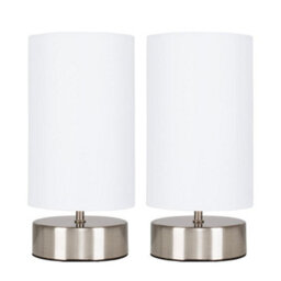Valuelights Francis Pair Of Brushed Chrome Touch Table Lamps With White Shade - thumbnail 7