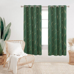 Deconovo Room Darkening Blackout Thermal Insulated Curtains, Gold Wave Foil Printed Curtains, W46 X L54 Inch, Dark Forest, 1 Pair - thumbnail 2