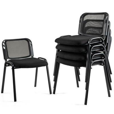 Costway Stackable Reception Guest Chairs Set Of 5 Waiting Room Chairs -Black - image 1
