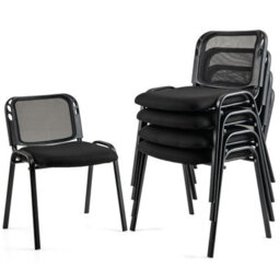 Costway Stackable Reception Guest Chairs Set Of 5 Waiting Room Chairs -Black