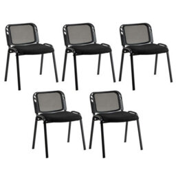 Costway Stackable Reception Guest Chairs Set Of 5 Waiting Room Chairs -Black - thumbnail 2