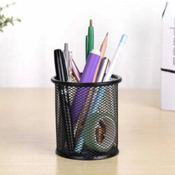 1Xblack  Mesh Metal Pen Pencil Brush Pot Holder Storage Container Desk Organizer - thumbnail 6
