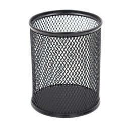 1Xblack  Mesh Metal Pen Pencil Brush Pot Holder Storage Container Desk Organizer - thumbnail 1