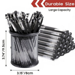 1Xblack  Mesh Metal Pen Pencil Brush Pot Holder Storage Container Desk Organizer - thumbnail 2