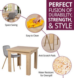 Hallowood Furniture Newquay Oak Flip Top Extending Table With 4 Taupe Leather Effect Chair With Oak Effect Legs - thumbnail 2