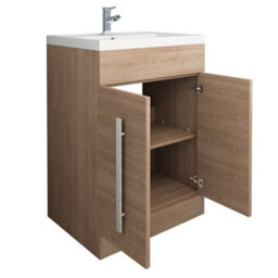 Sundaze Bathroom Furniture Storage Cabinet Freestanding Vanity Unit & Basin 600mm Oak - thumbnail 3