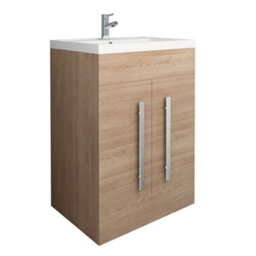 Sundaze Bathroom Furniture Storage Cabinet Freestanding Vanity Unit & Basin 600mm Oak - thumbnail 2