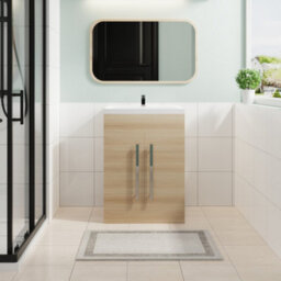 Sundaze Bathroom Furniture Storage Cabinet Freestanding Vanity Unit & Basin 600mm Oak