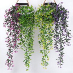 Artificial Flower Hanging Plants, 78Cm, 5 Forks, Fake Vine, Willow, Rattan, Flowers, For Home (Yellow) - thumbnail 2